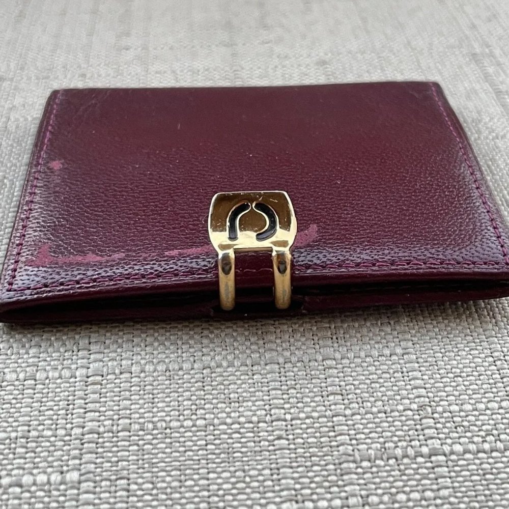 Vintage Charles Jourdan Mini Wallet Burgundy Leather Cardholder Mini Purse